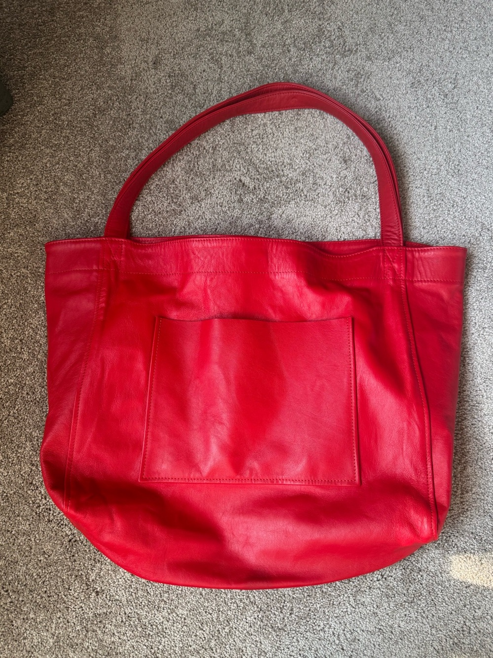 Linden is Enough Maxi Leather Tote in Tomato Red
